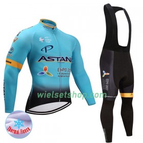 Fietskleding Dames (Fietsshirt Lange Mouw + Lange Koersbroek) 2017 Astana Pro Team N001 Winter Thermal Fleece